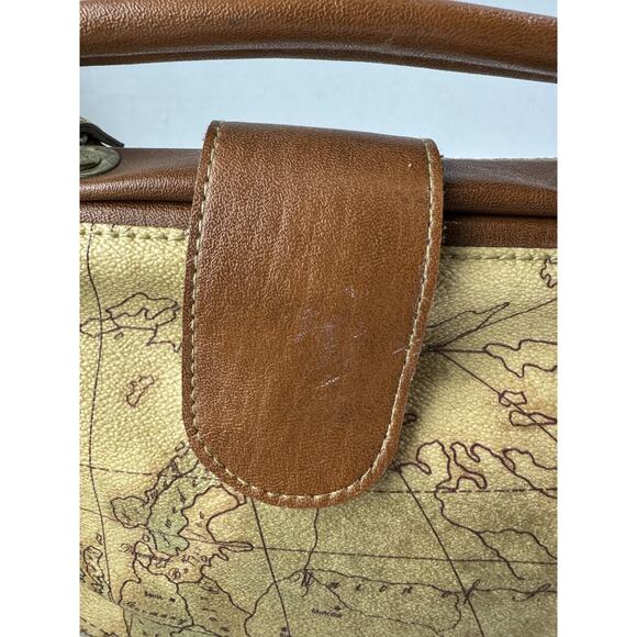 The Columbus Collection By Bagoda Vtg Map Print Travel Luggage Satchel Gladstone - Picture 4 of 16